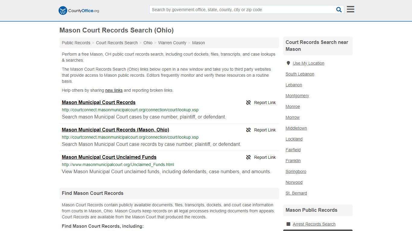Court Records Search - Mason, OH (Adoptions, Criminal, Child Support ...