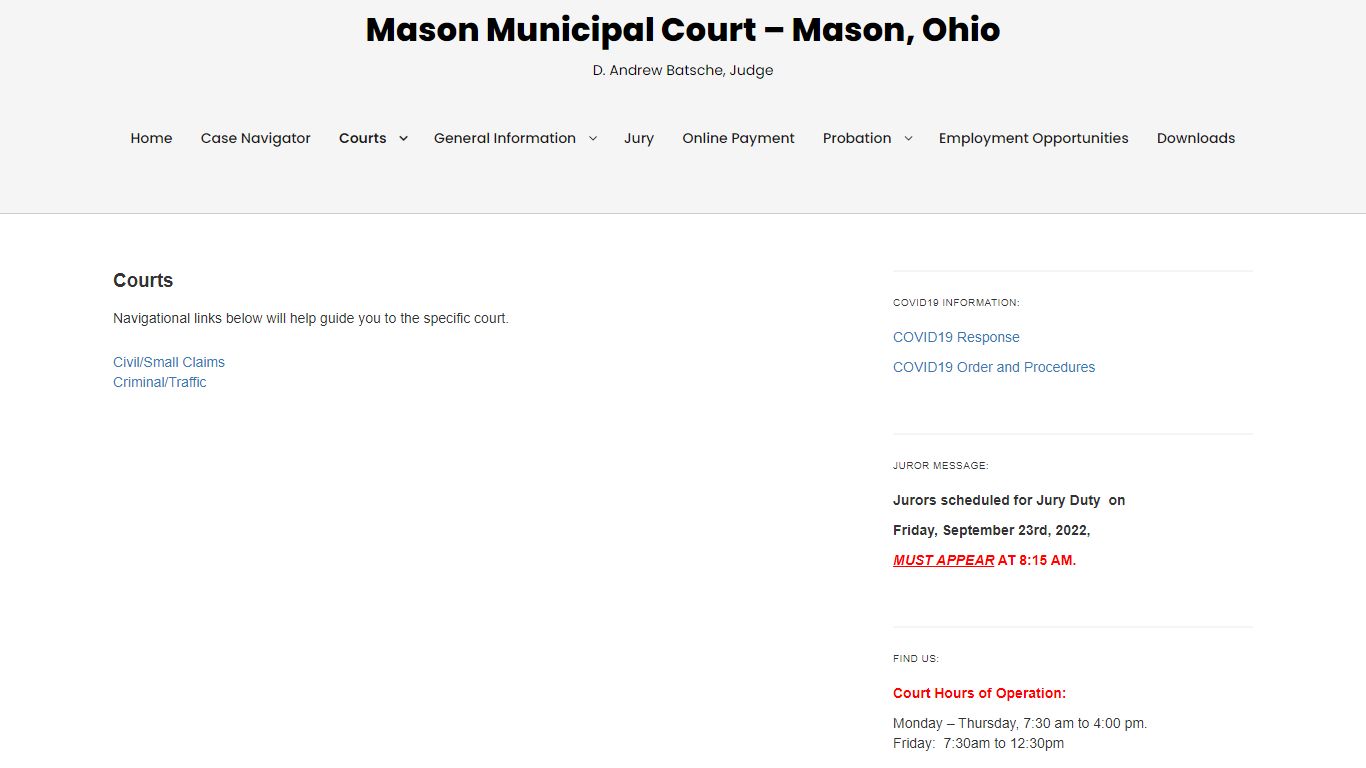 Courts – Mason Municipal Court – Mason, Ohio